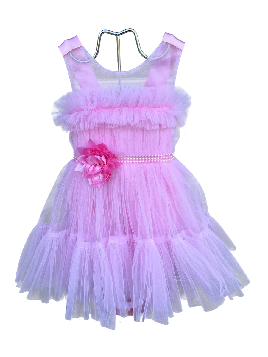 Rochita eleganta roz cu mini trena 2-6 ani