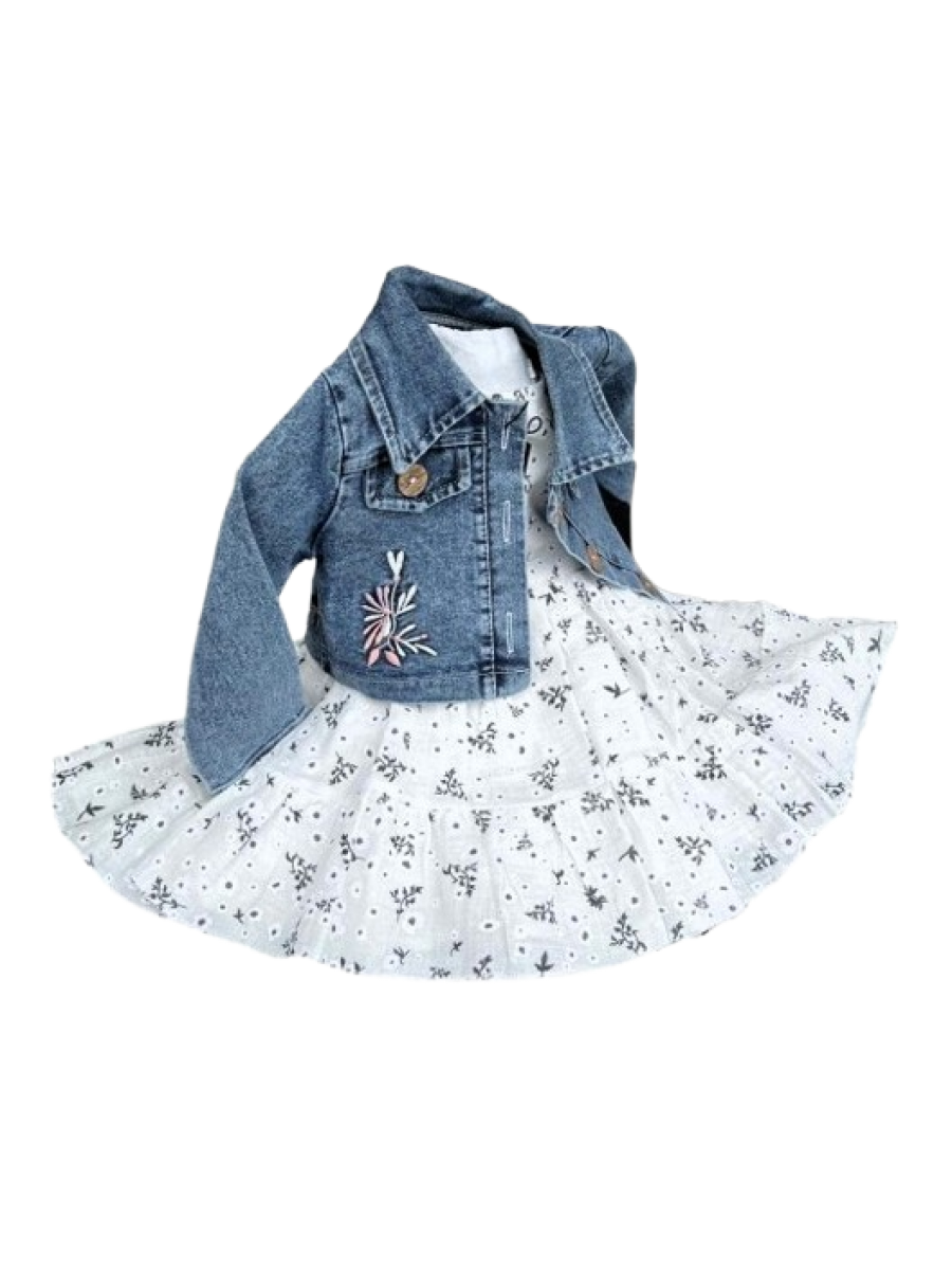 Rochita fetite cu maneca scurta si jacheta de blugi 1 an