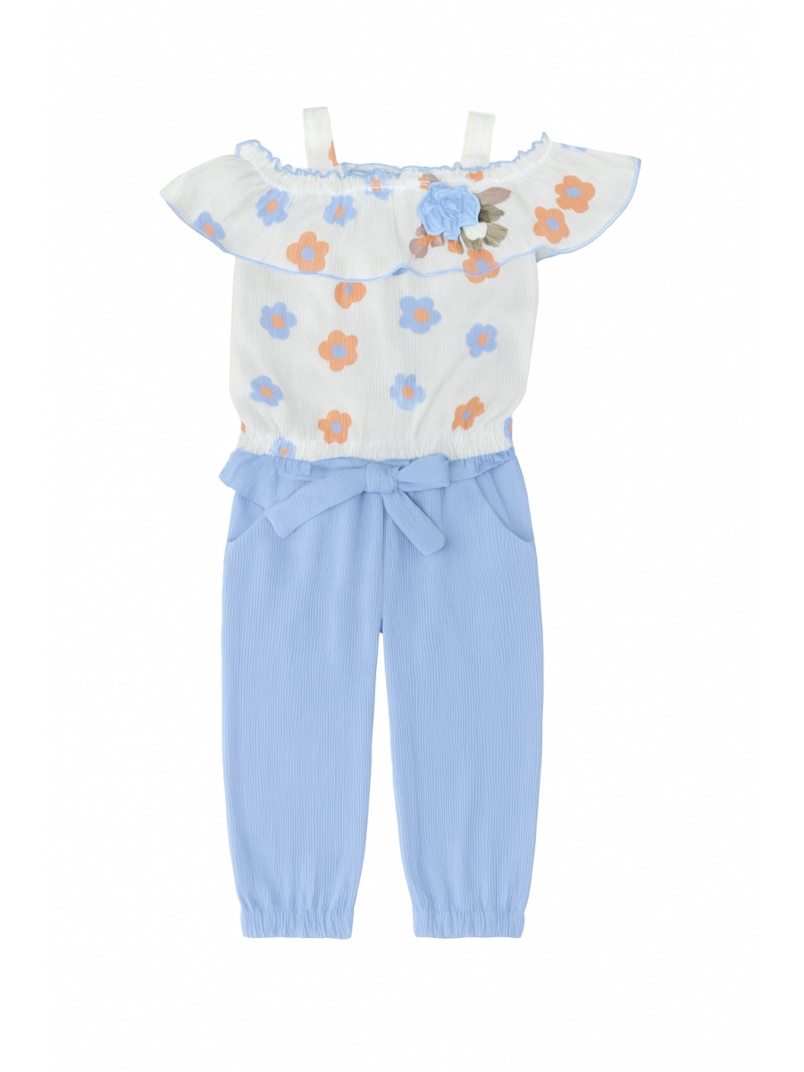 Compleu fetite doua piese alb-albastru 2-5 ani