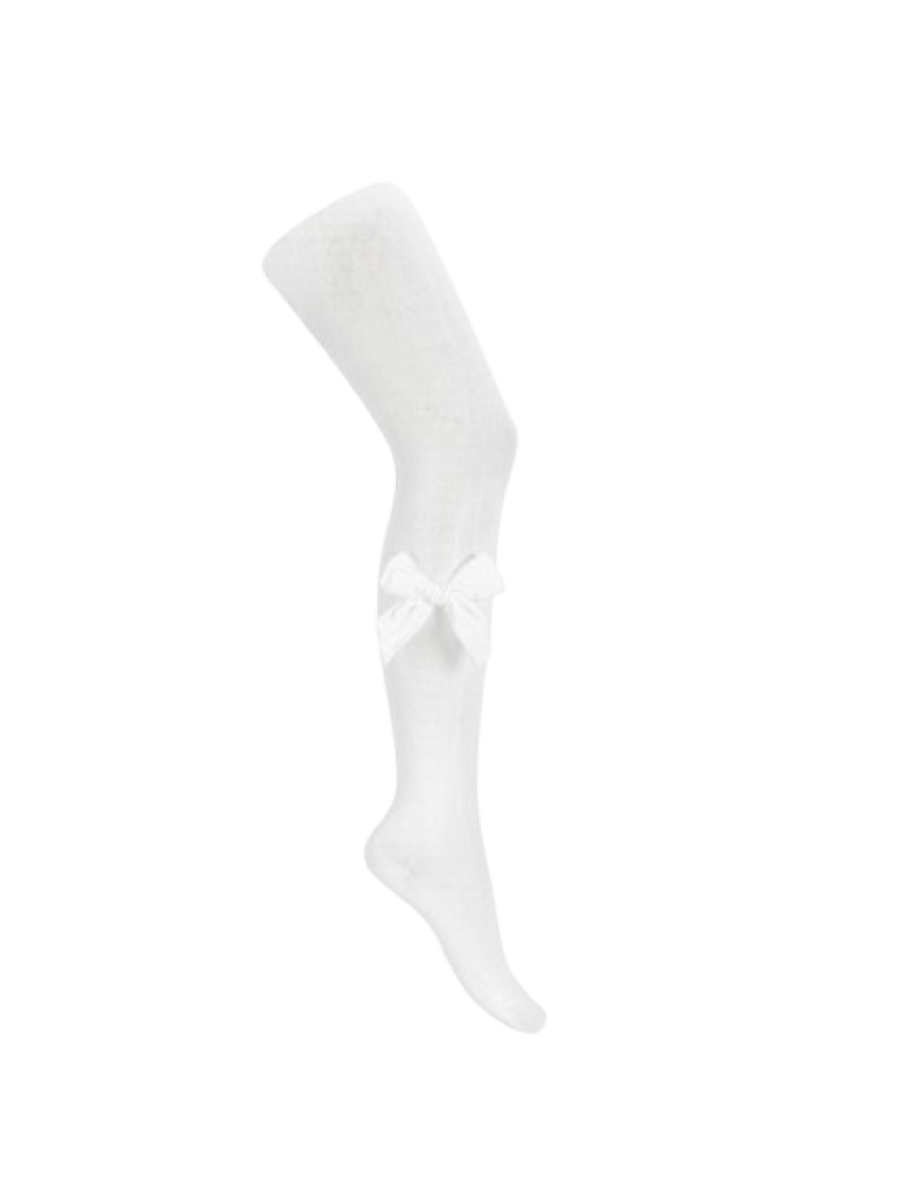 Dres alb cu fundita alba lateral pentru fetite 0-36 luni