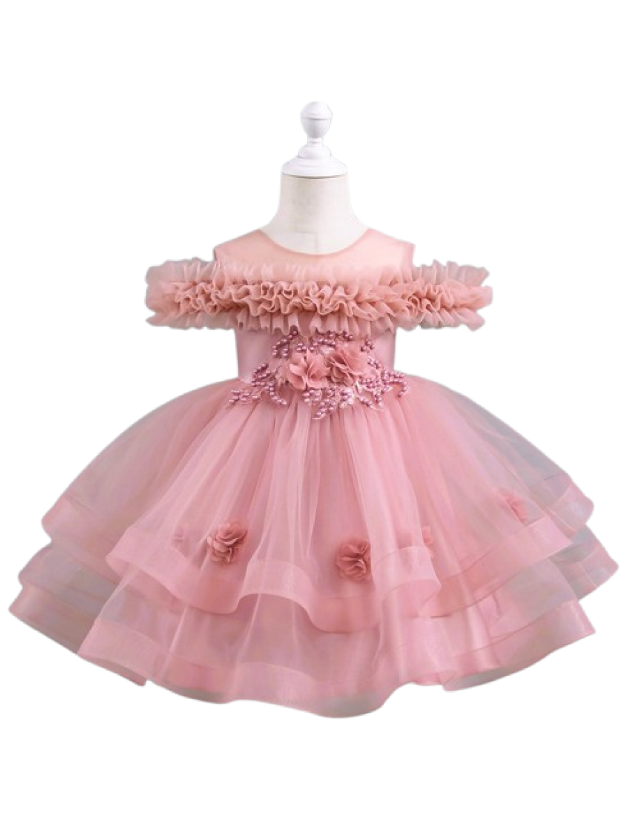 Rochie eleganta pentru fete roz pudrat 9 luni-5 ani