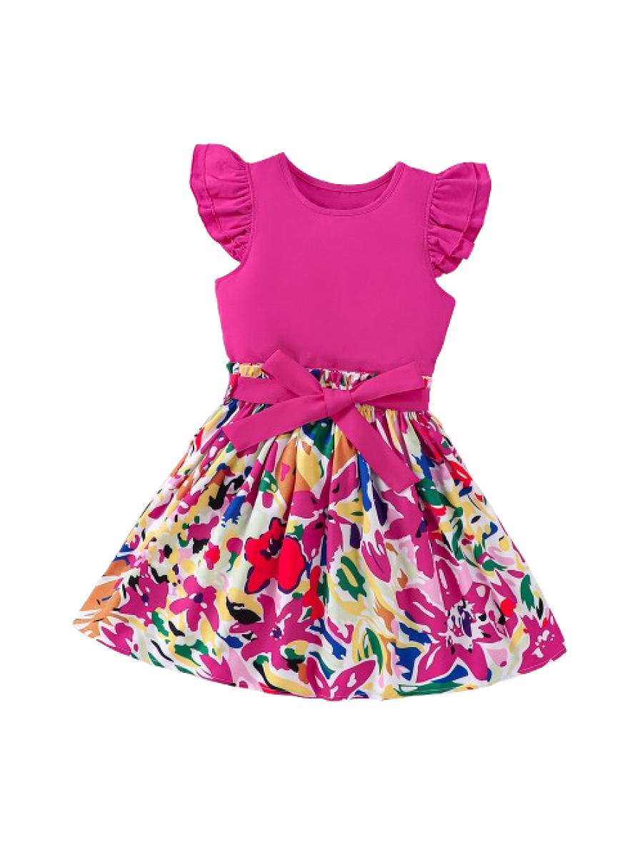 Set fete tricou roz si fustita 4-8 ani