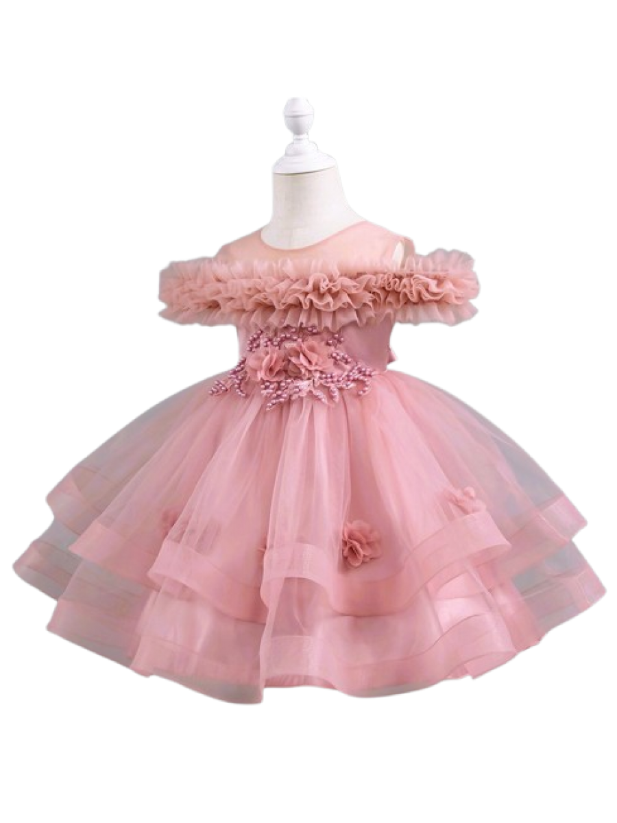 Rochie eleganta pentru fete roz pudrat 9 luni-5 ani