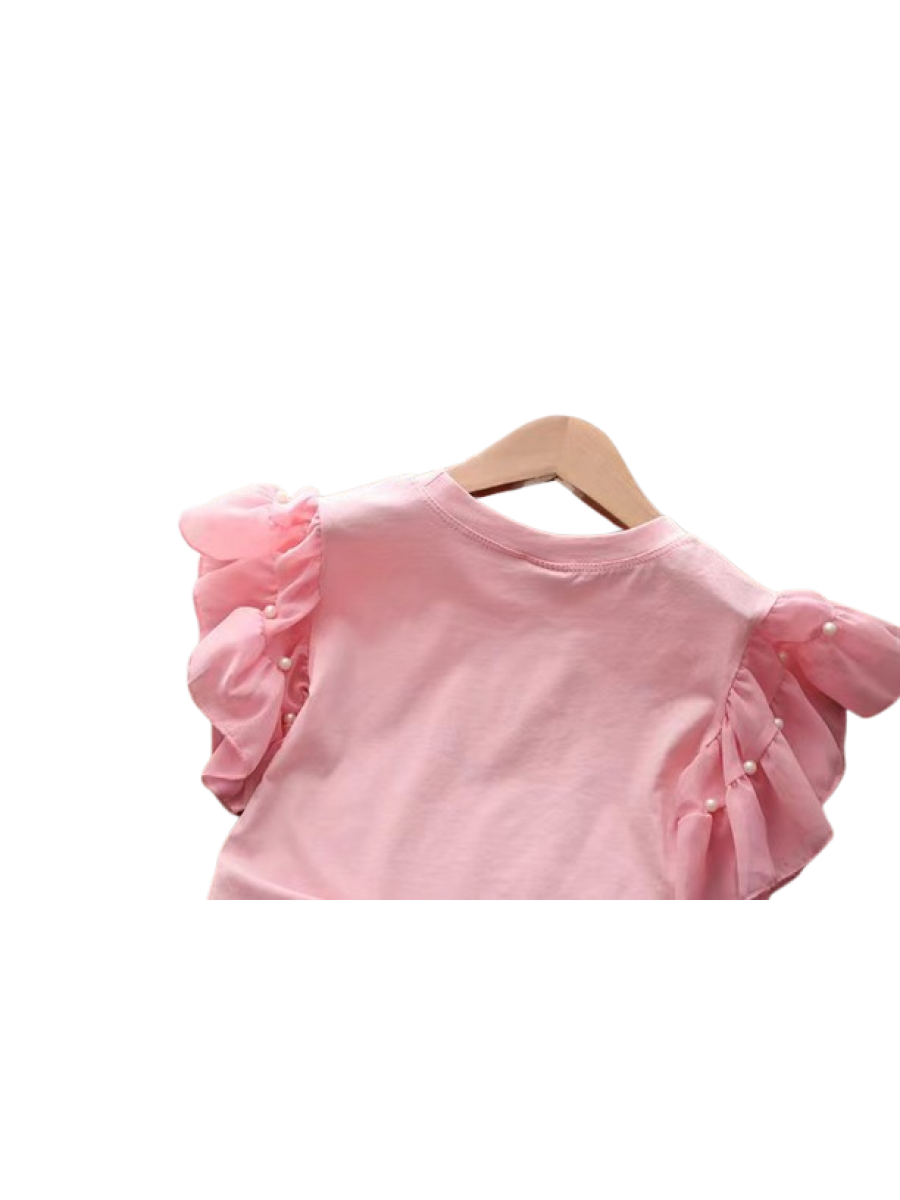 Set pentru fetițe 2 piese – Tricou roz si pantaloni scurti 1-6 ani