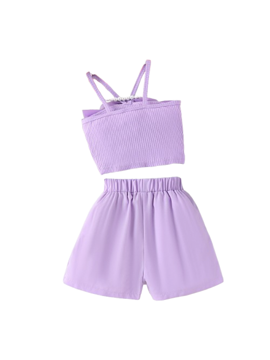 Set fete 2 piese - maieu si fusta pantalon mov ( 4-7 ani )