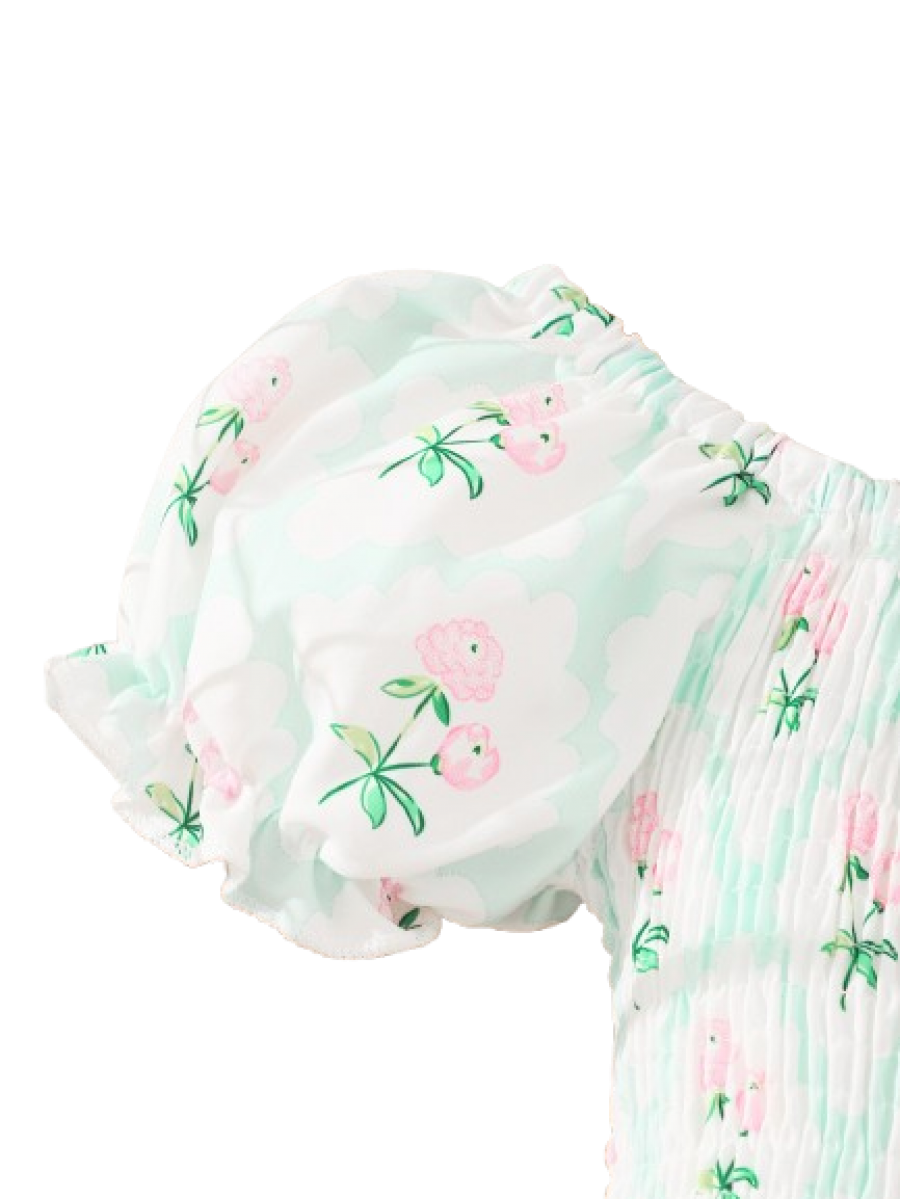 Rochiță Fetiță  cu Imprimeu Floral multicolora–  Stil Casual