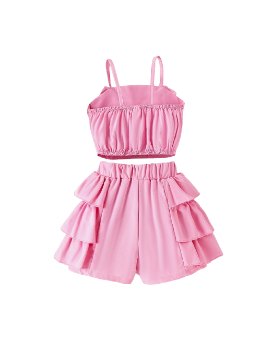 Set fete 2 piese - maieu si fusta pantalon roz (4-6 ani )