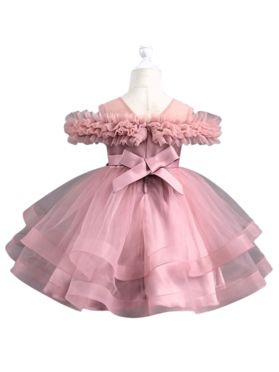 Rochie eleganta pentru fete roz pudrat 9 luni-5 ani