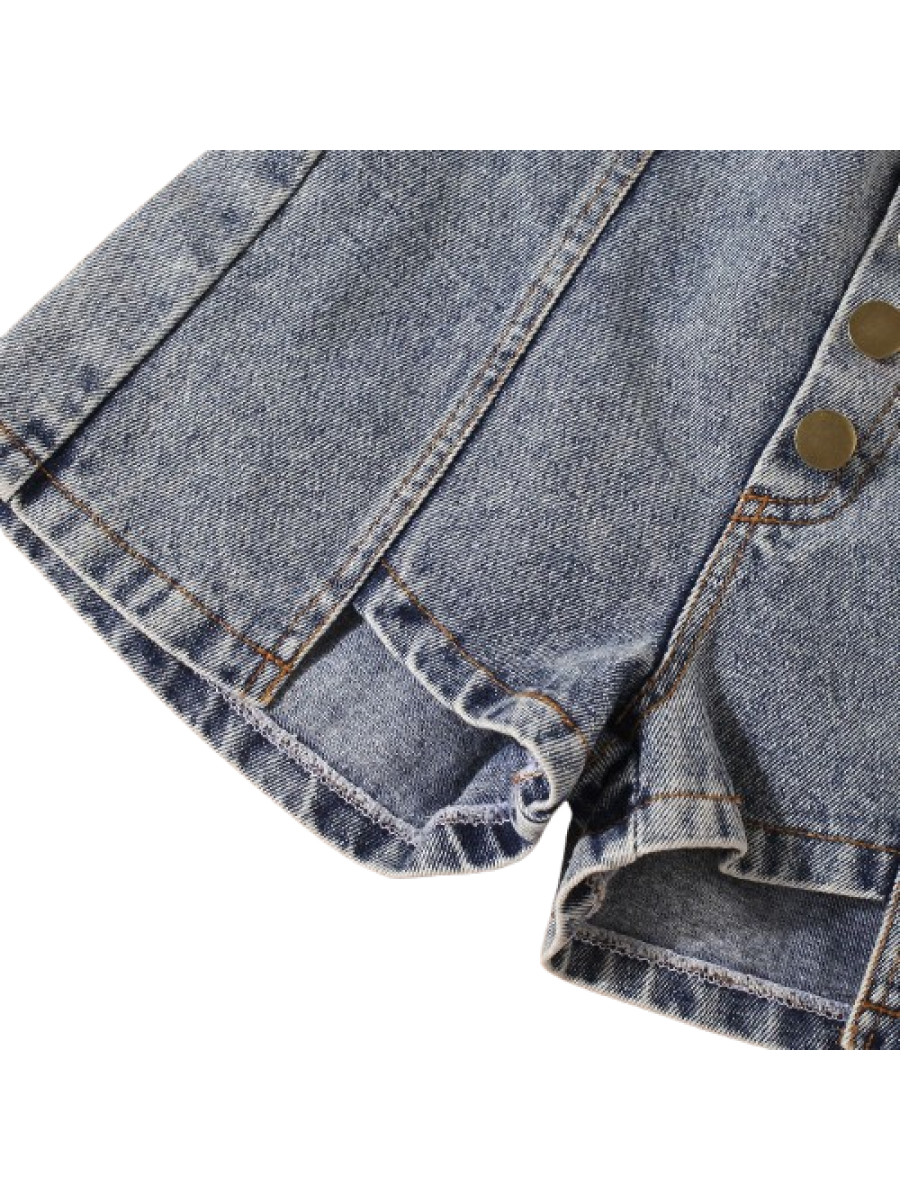 Set fete 2 piese - maieu negru si pantaloni scurti denim (1-5ani)