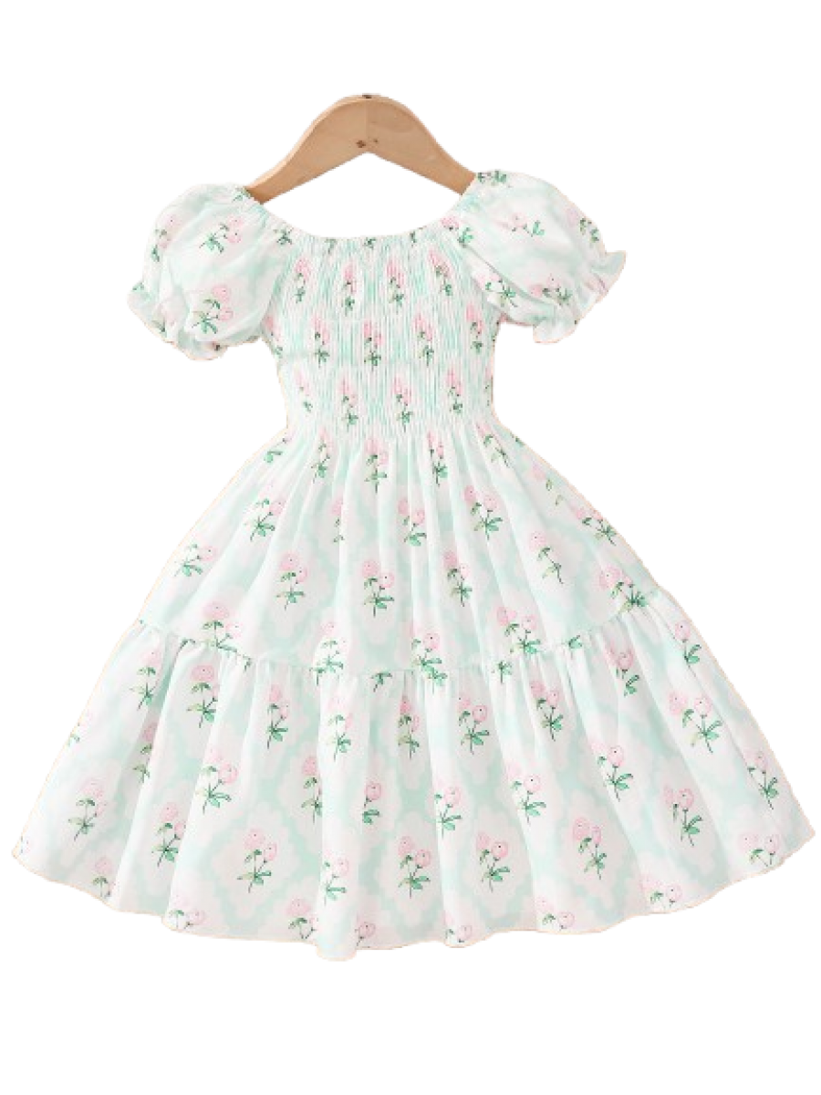 Rochiță Fetiță  cu Imprimeu Floral multicolora–  Stil Casual