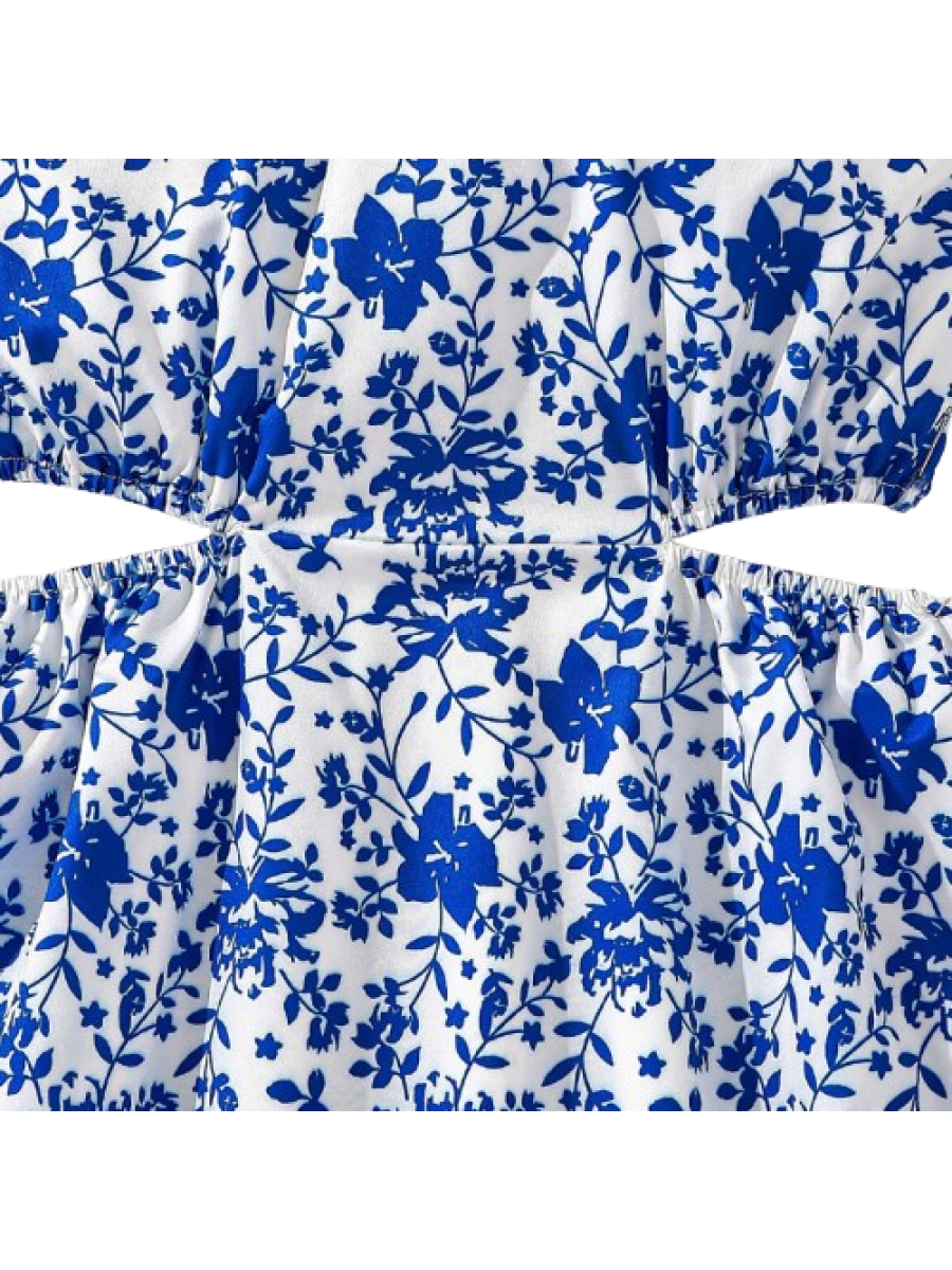 Rochiță fete albastra 8–12 Ani cu Bretele și Imprimeu  – Stil Casual de Vară