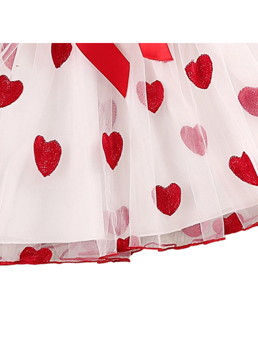 Rochiță roșie de vară pentru fetițe cu inimioare și fundiță 4-6 ani