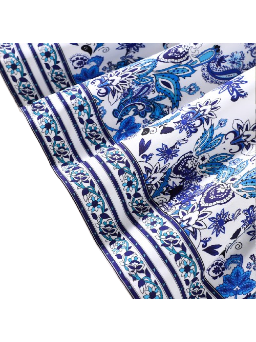 Rochie Fetiță  Albastră Elegantă cu Bretea Asimetrică și Imprimeu Floral