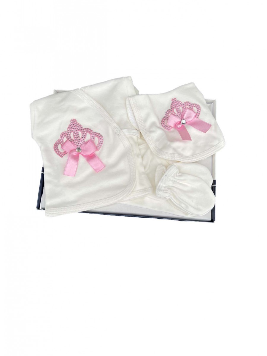Set cadou 5 piese nou nascut fetite roz 0-3 luni